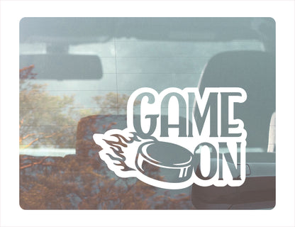 Game On Hockey White Decal Sticker