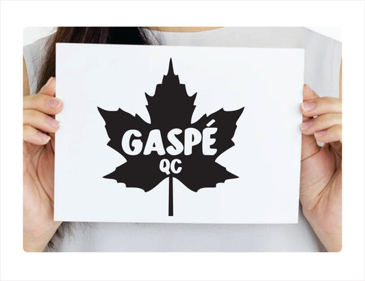 Gaspe Quebec maple leaf Canada Black Decal Sticker