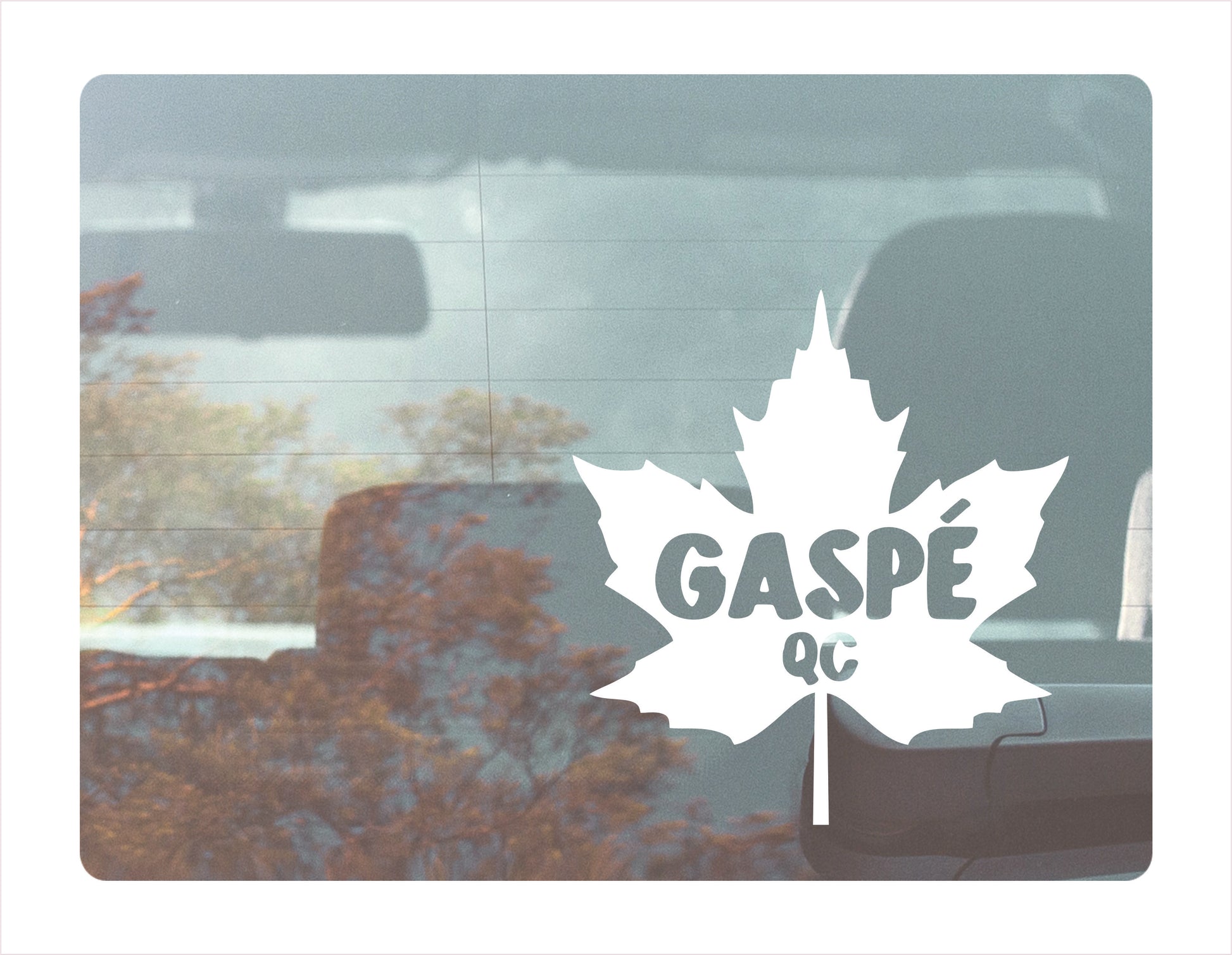 Gaspe Quebec maple leaf Canada White Decal Sticker