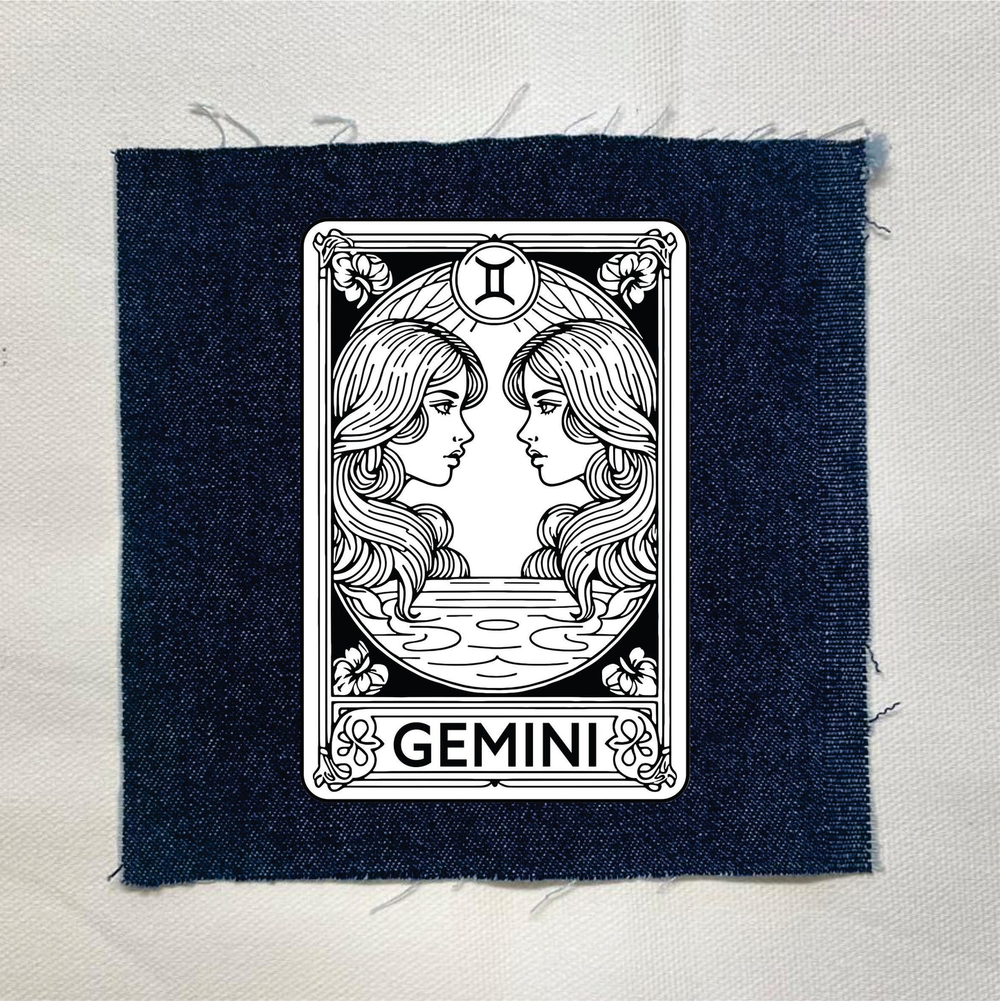 Gemini Zodiac Dark Denin Patch