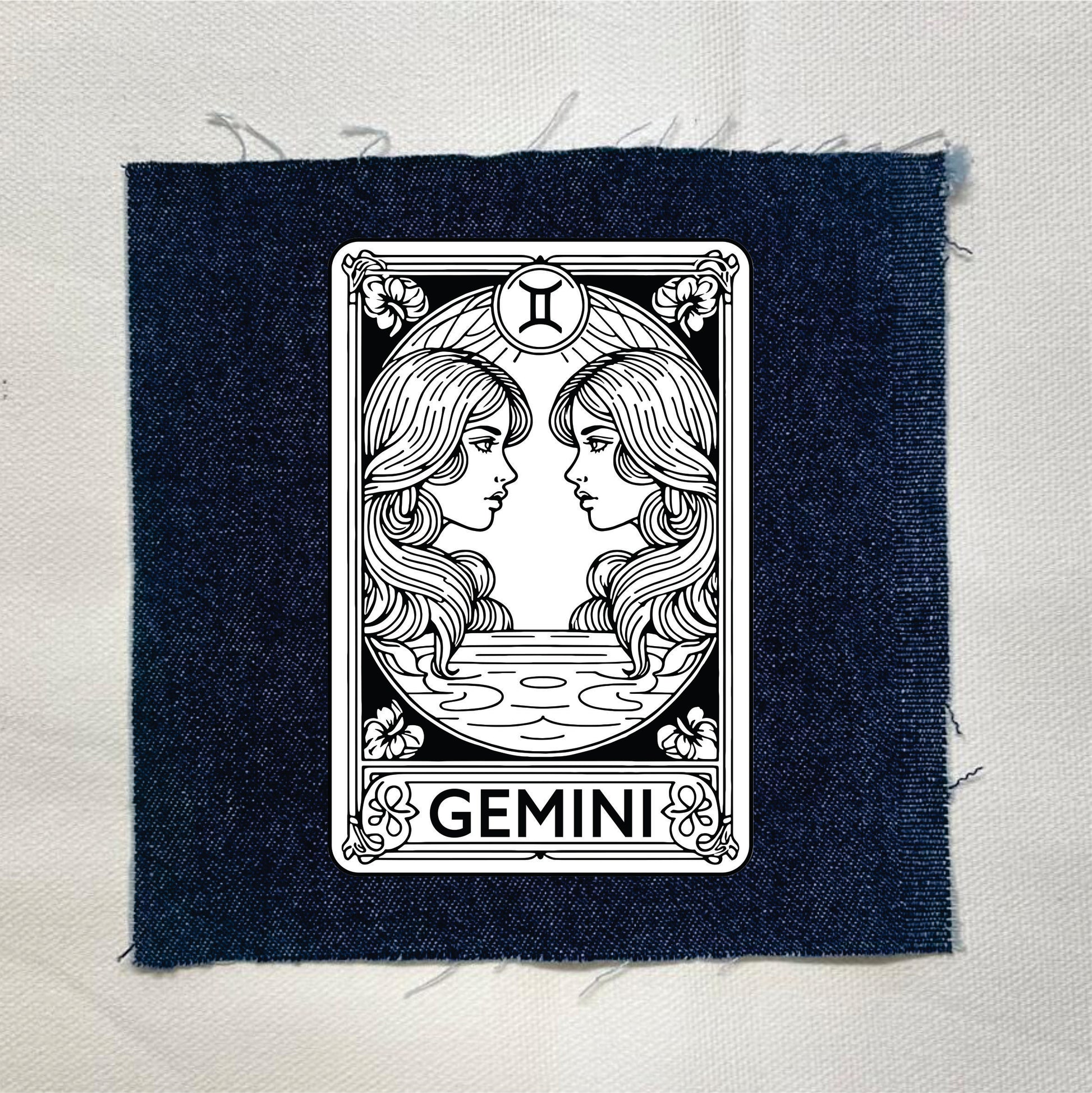 Gemini Zodiac Dark Denin Patch