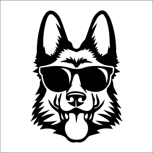 GERMAN SHEPHERD DOG GLASSES Vinyl Decal Sticker