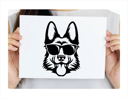 GERMAN SHEPHERD DOG GLASSES Vinyl Decal Sticker  FREE shipping