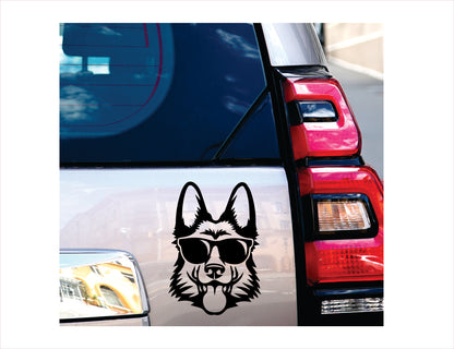 GERMAN SHEPHERD DOG GLASSES Vinyl Decal Sticker  FREE shipping