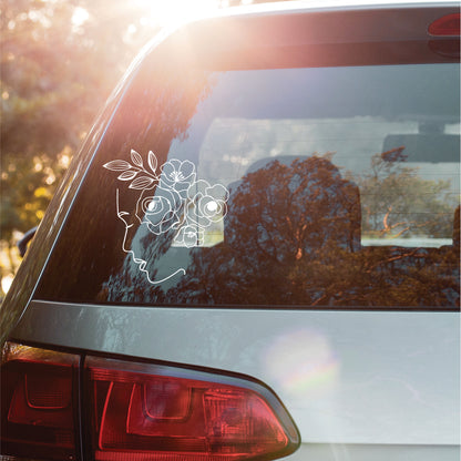 Flowers Head Woman Vinyl Decal Sticker