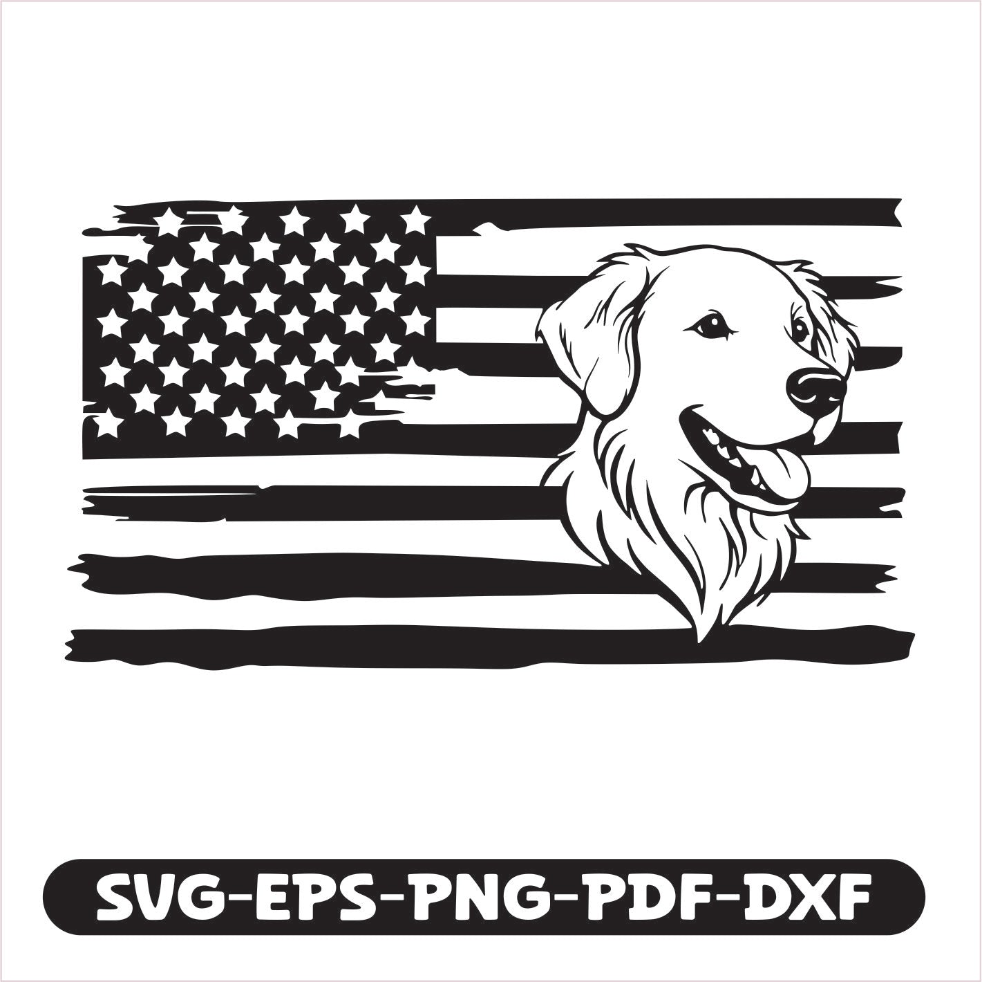 Golden Retriever Dog USA SVG EPS PNG PDF DXF Cutting