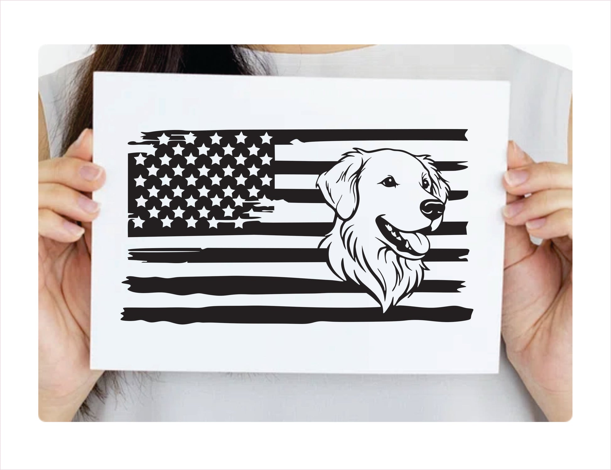 Golden Retriever Dog USA Black Decal Sticker