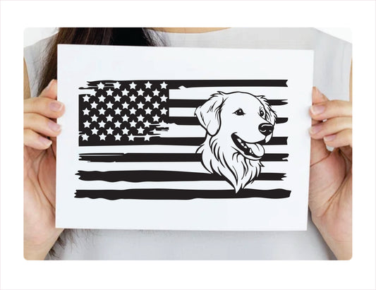 Golden Retriever Dog USA Black Decal Sticker