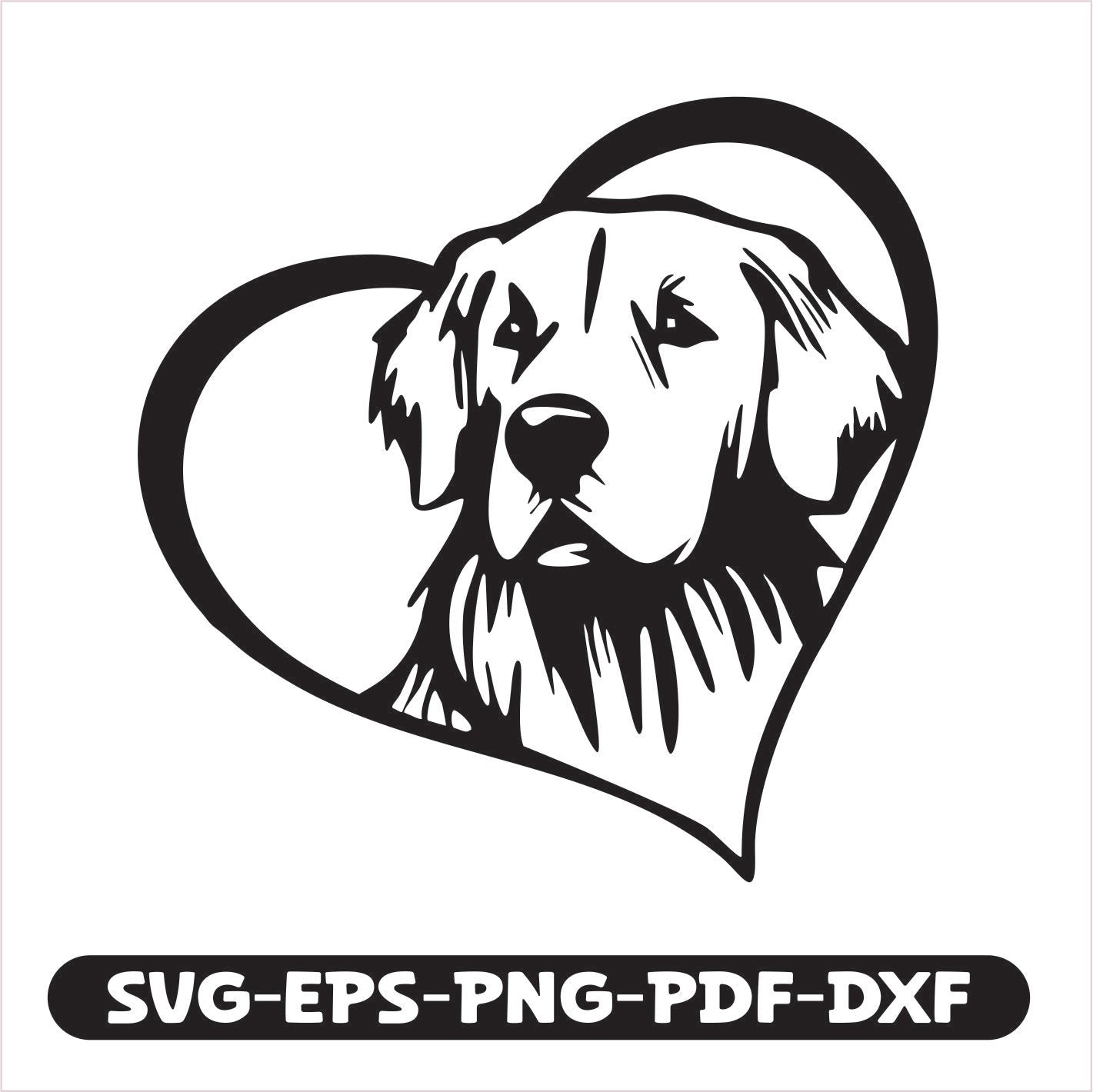 Golden Retriever Heart SVG EPS PNG PDF DXF Cutting