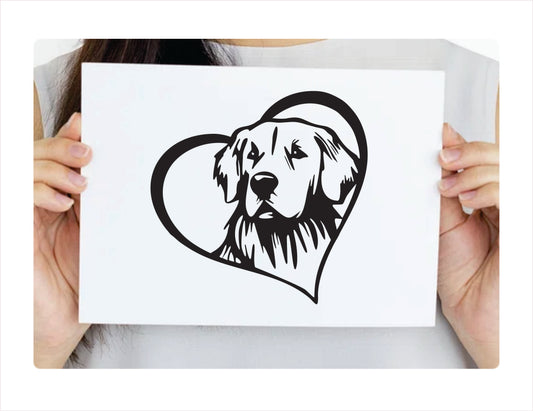 Golden Retriever Dog Heart Black Decal Sticker