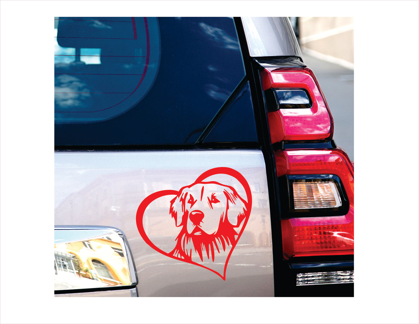 Golden Retriever Dog Heart Red Decal Sticker