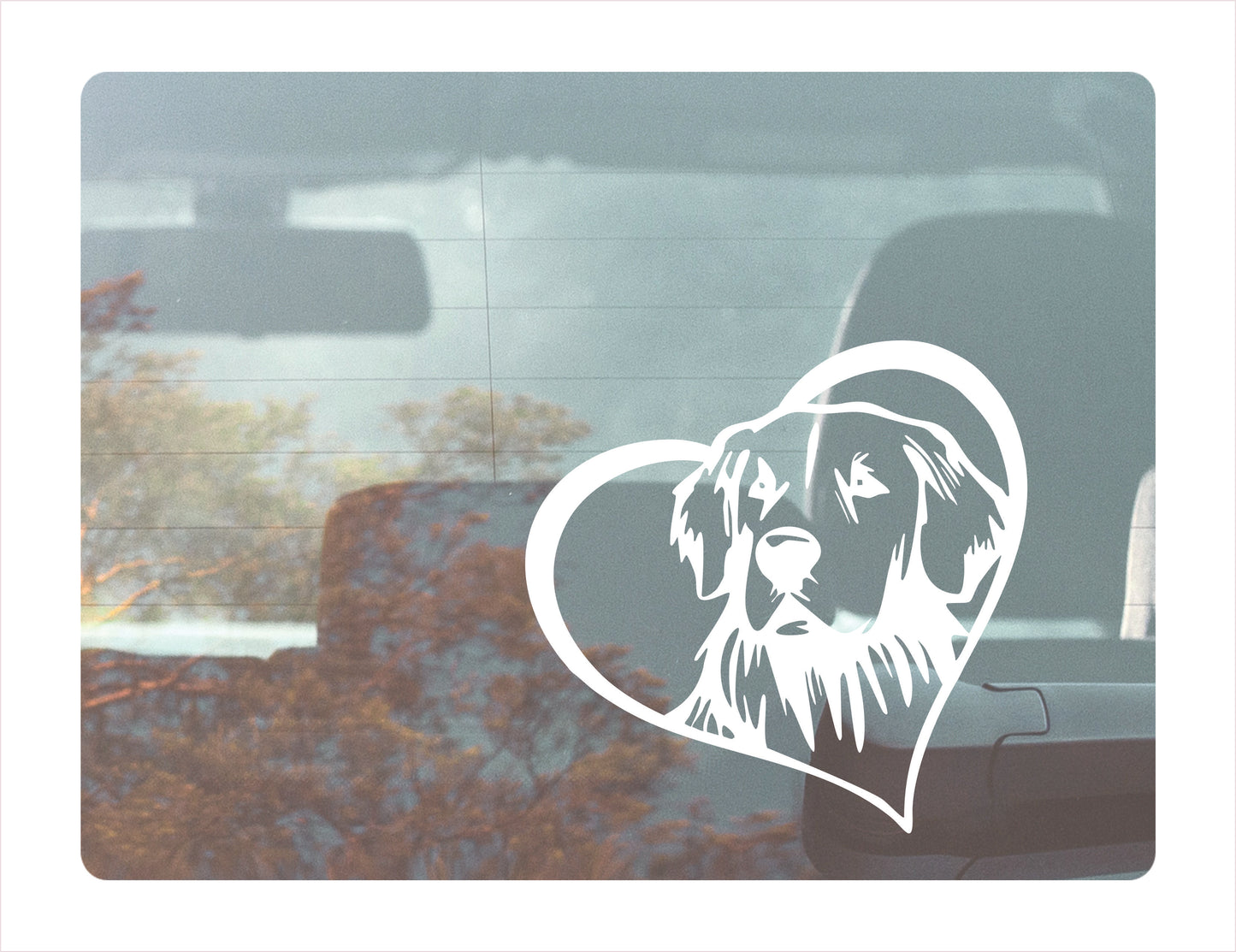 Golden Retriever Dog Heart White Decal Sticker