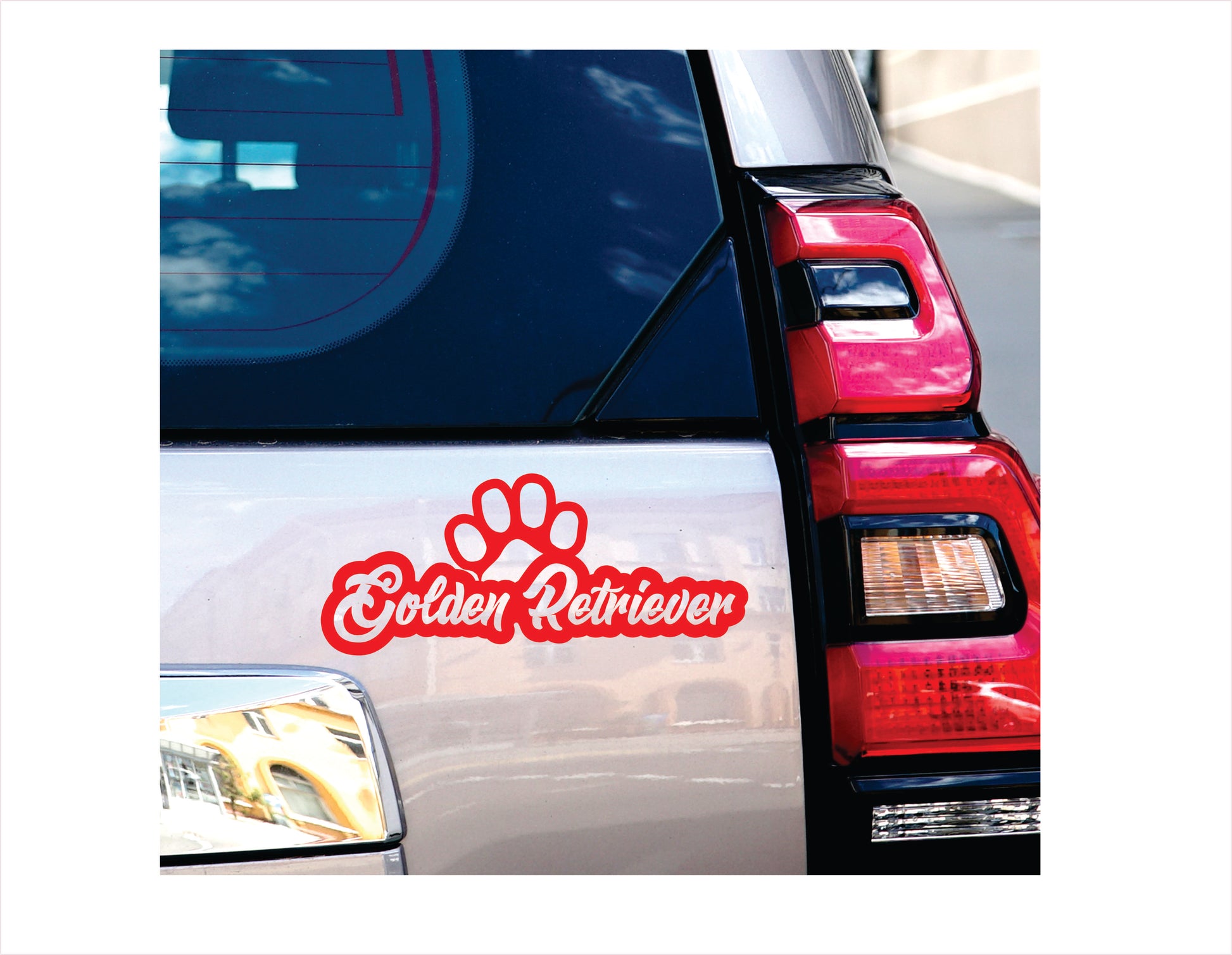 Golden Retriever Paw Red Decal Sticker