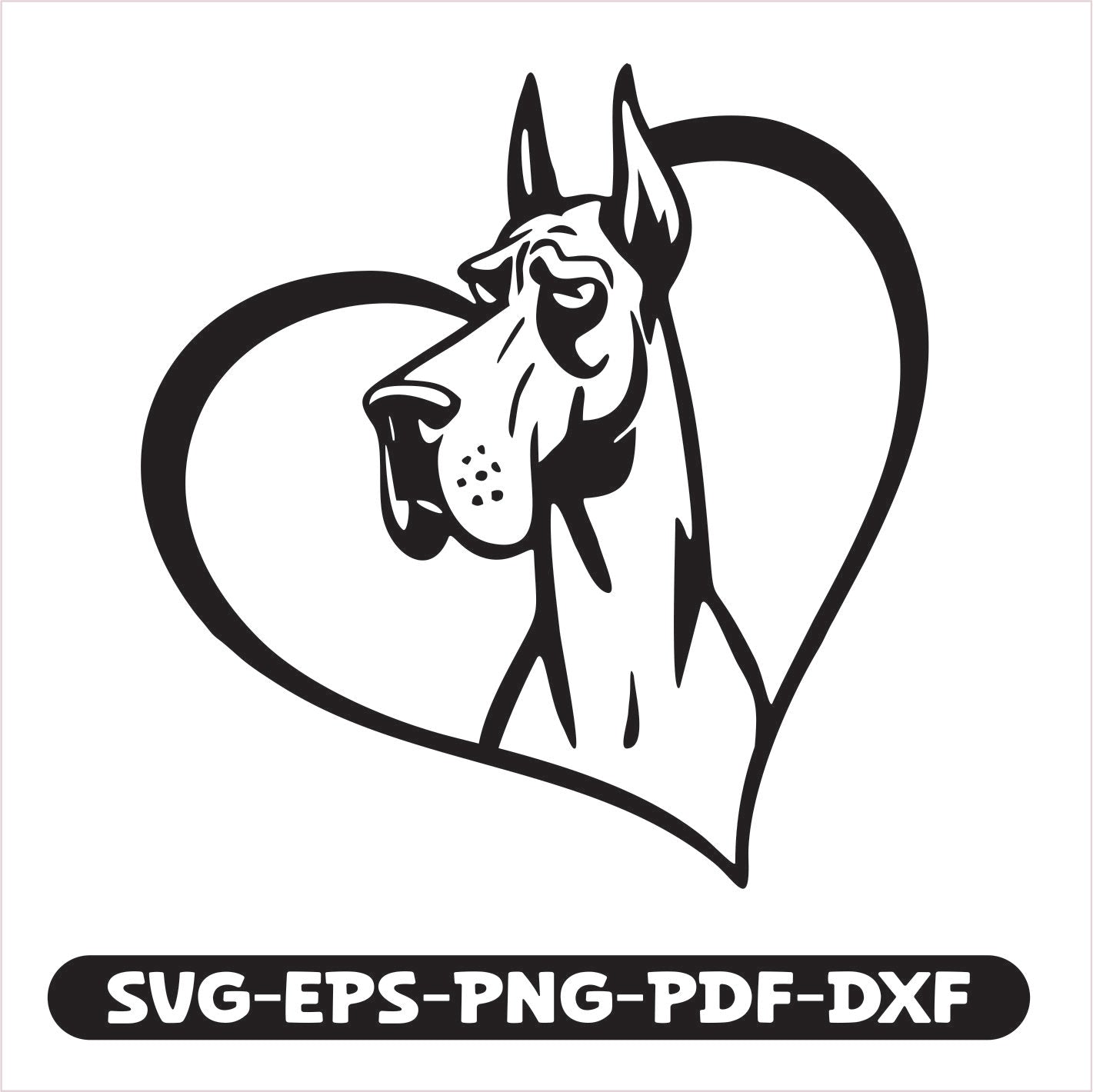Grand Dane Heart SVG EPS PNG PDF DXF Cutting