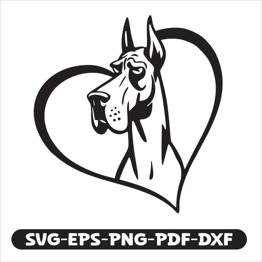 Grand Dane Heart SVG EPS PNG PDF DXF Cutting