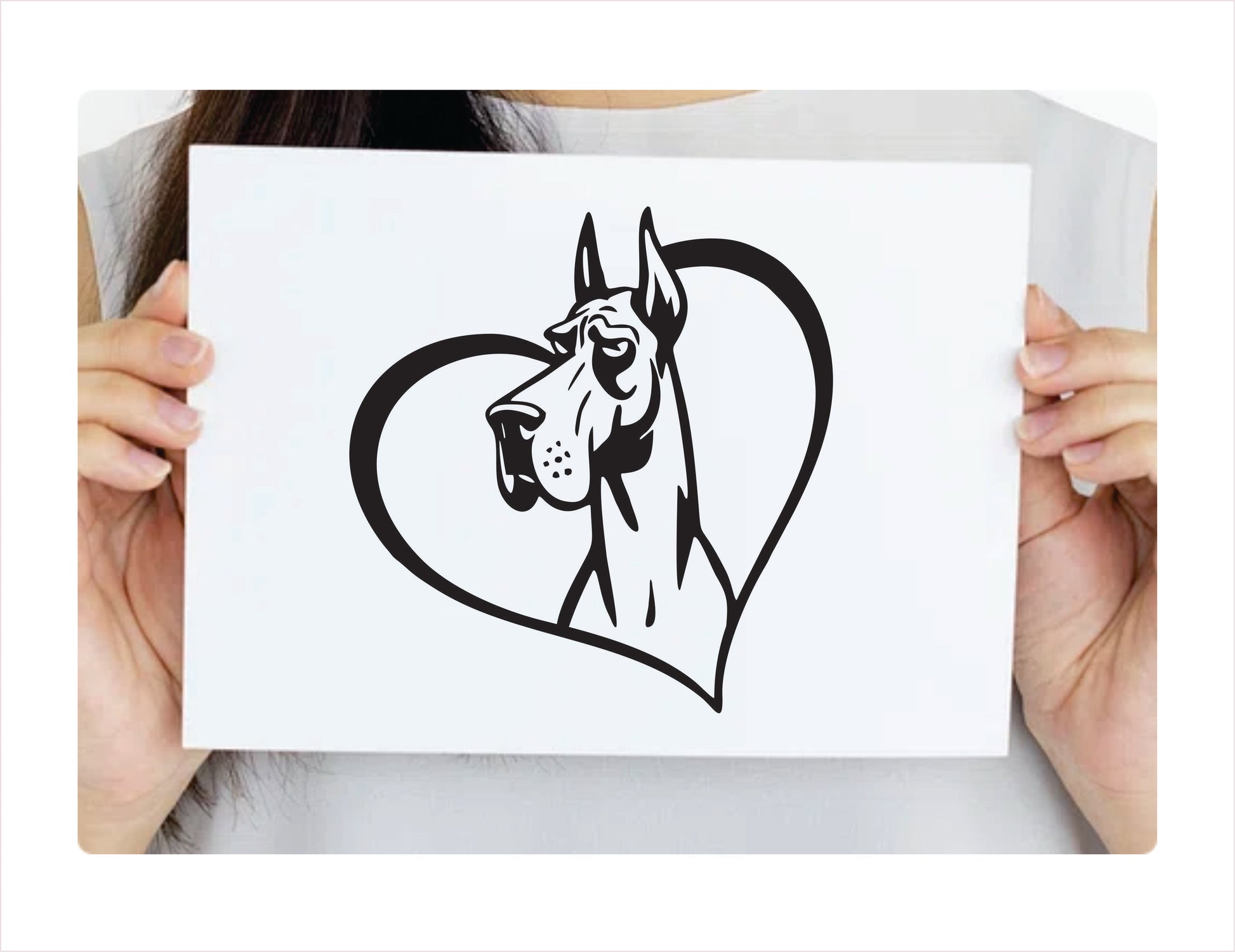 Grand Dane Dog Heart Black Decal Sticker