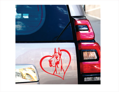 Grand Dane Dog Heart Red Decal Sticker