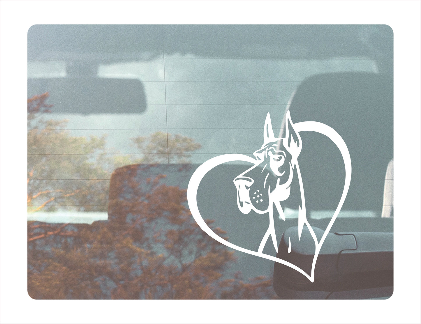 Grand Dane Dog Heart White Decal Sticker
