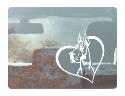 Grand Dane Dog Heart White Decal Sticker