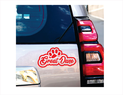 Great Dane Paw Red Decal Sticker