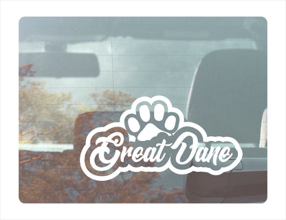 Great Dane Paw White Decal Sticker
