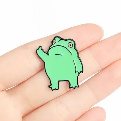 Green frog pin, frog cartoon pin badge