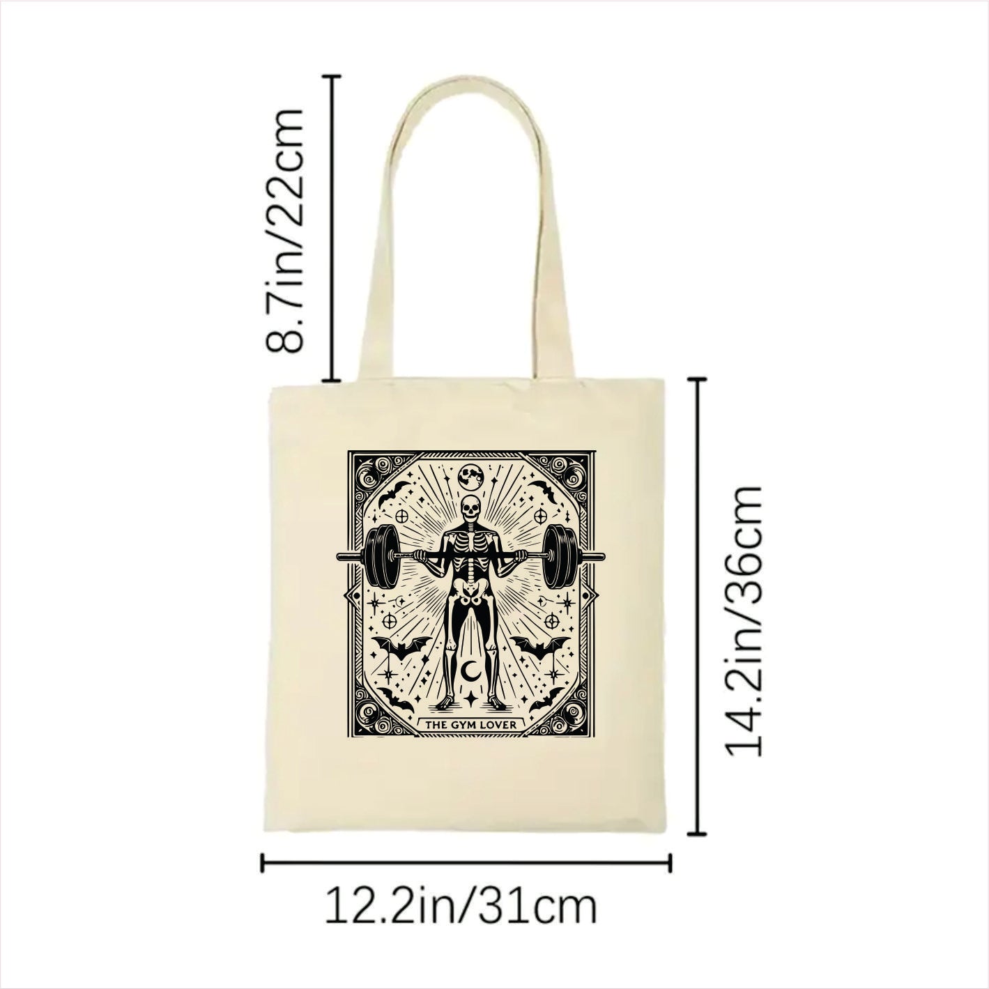 Gym lover skull gothic tote bag 2