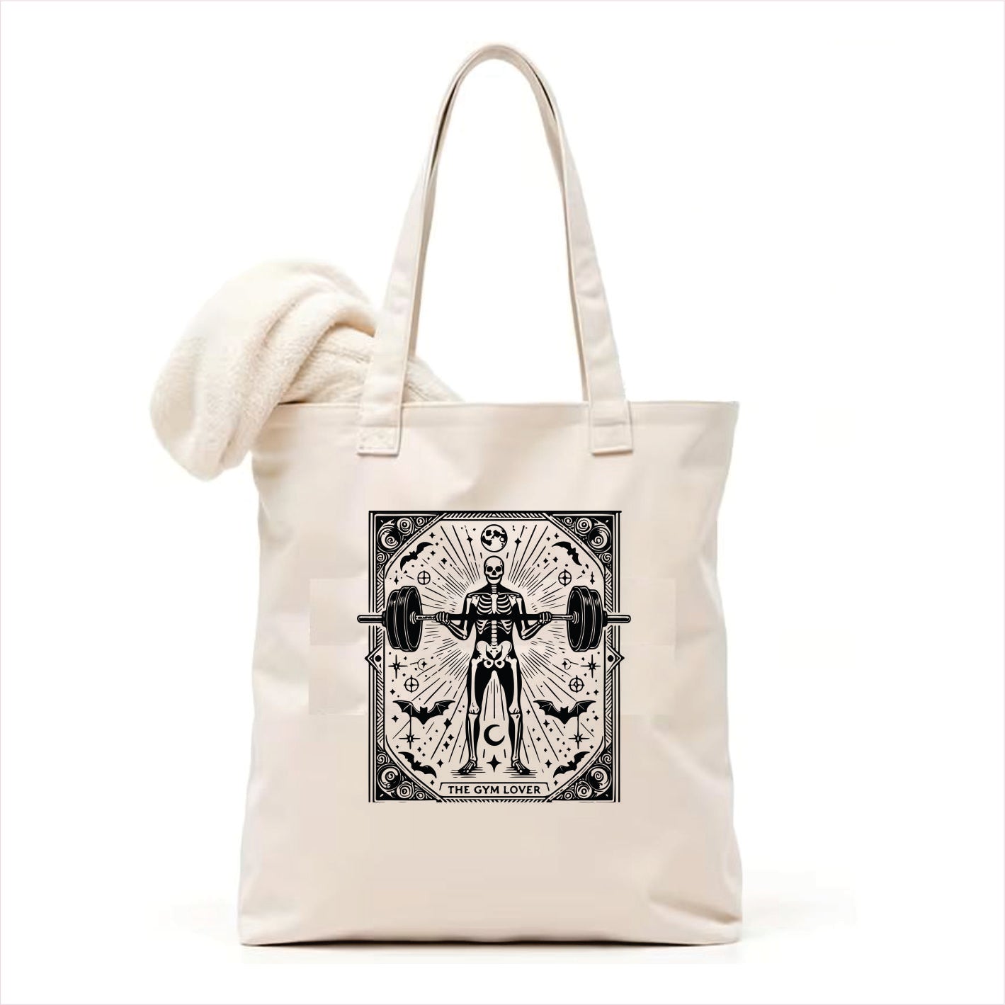 Gym lover skull gothic tote bag 3
