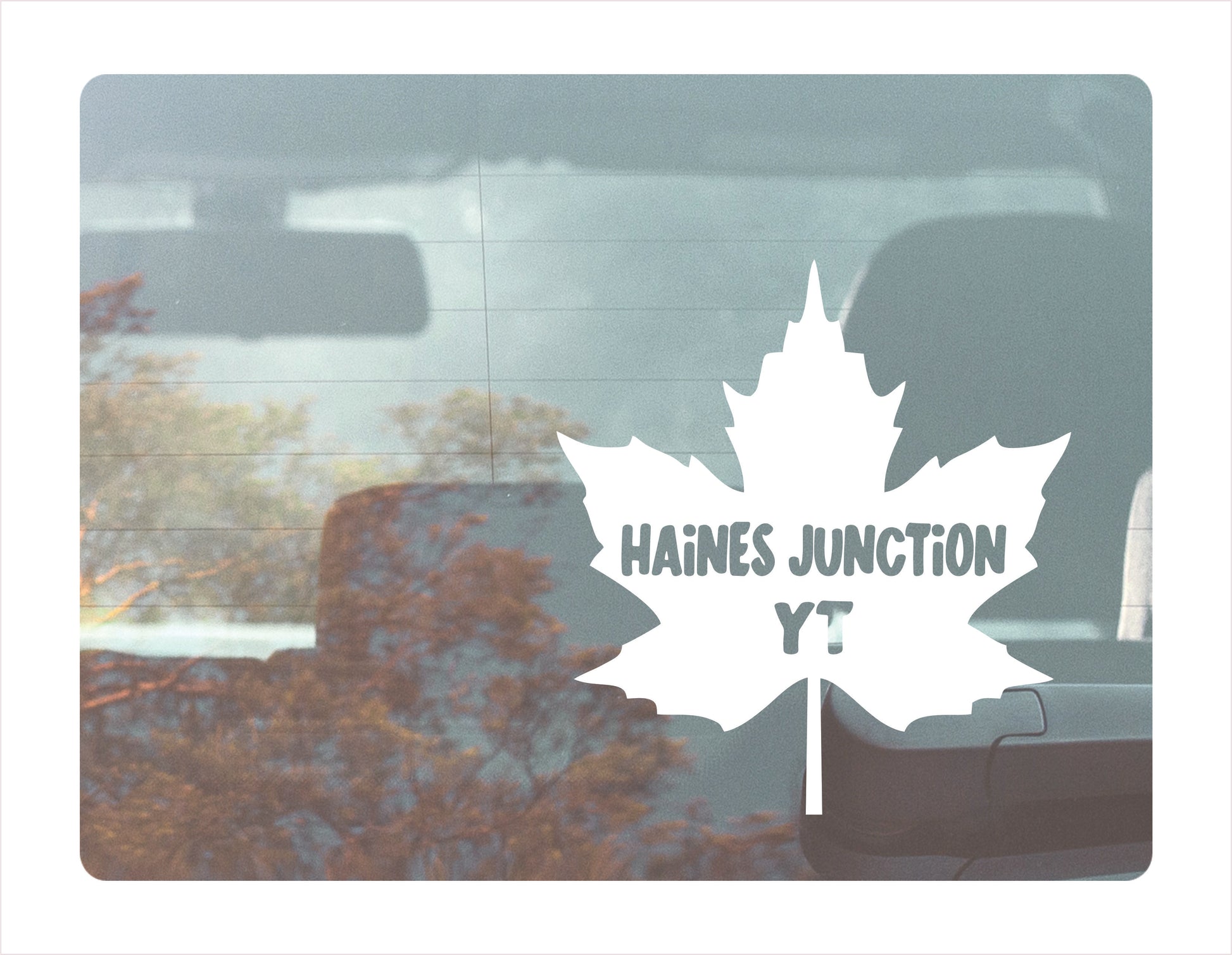 Haines Junction Yukon maple leaf Canada White Decal Sticker