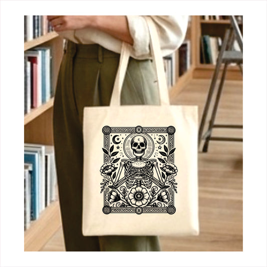 Hamburger skull gothic tote bag 1
