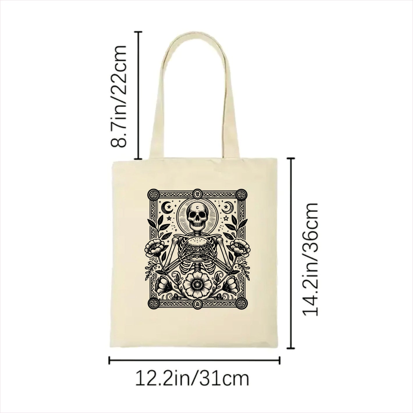 Hamburger skull gothic tote bag 2