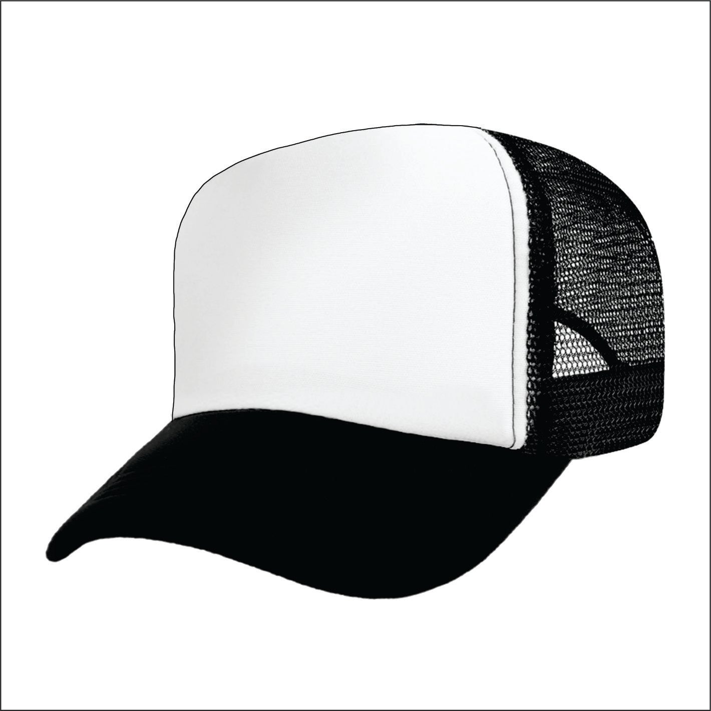 trucker hat black and white