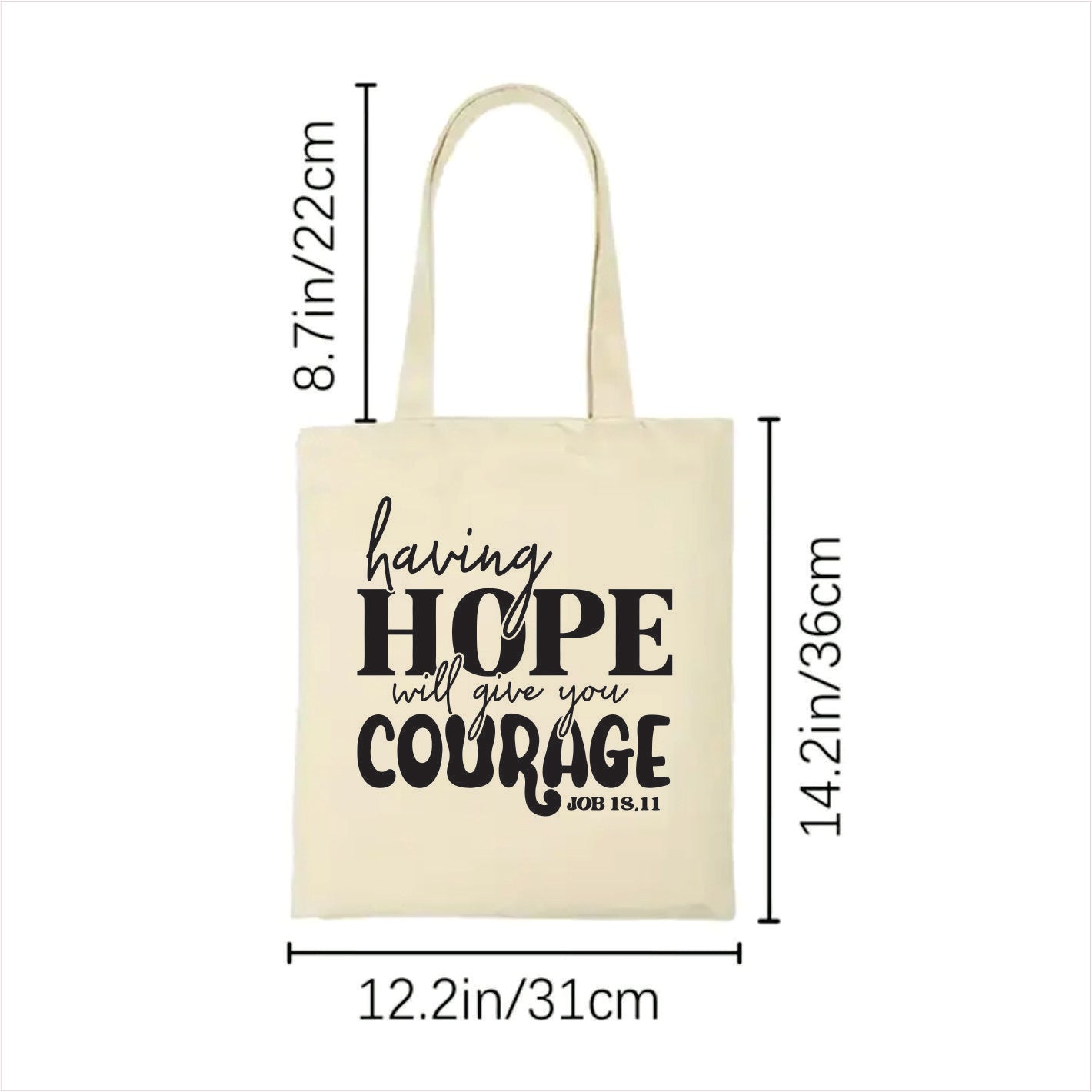 Having hope will give you courage canvas tote bag 2
