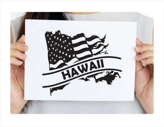 Hawaii State Usa Black Decal Sticker