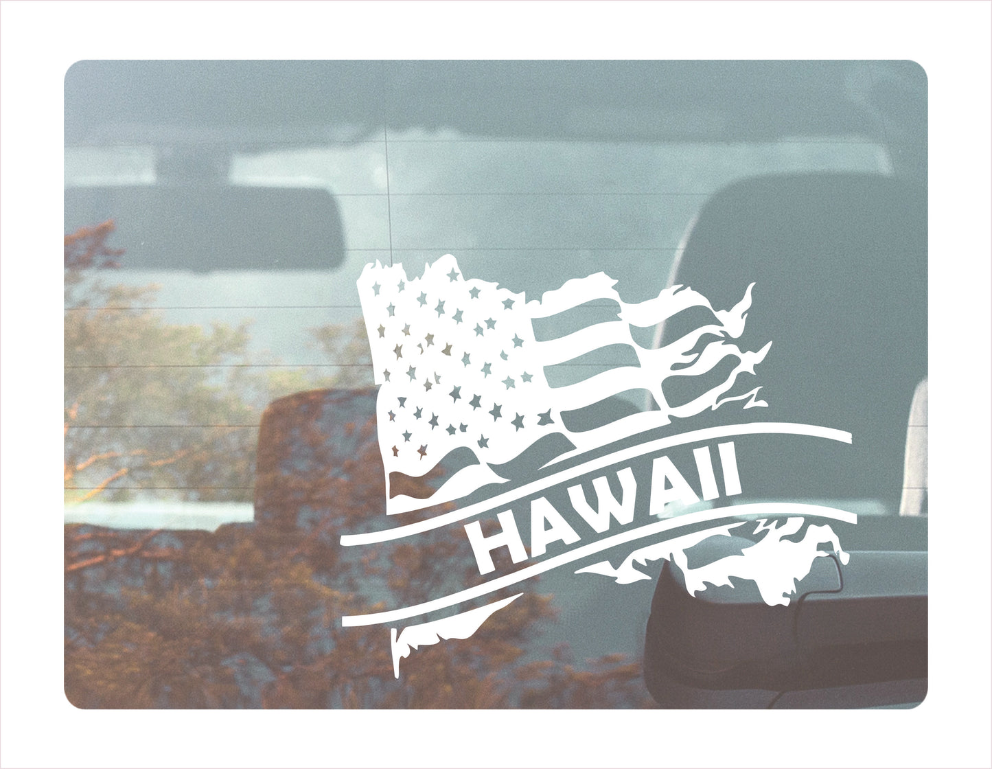Hawaii State Usa White Decal Sticker