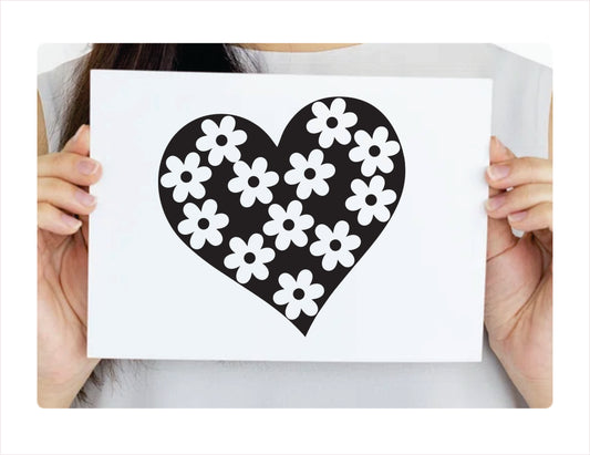 Heart Flowers Daisy spring time Vinyl Decal Sticker  FREE shipping