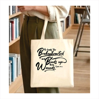 He Heals the broken-hearted and binds up their wounds Canvas Tote Bag 1
