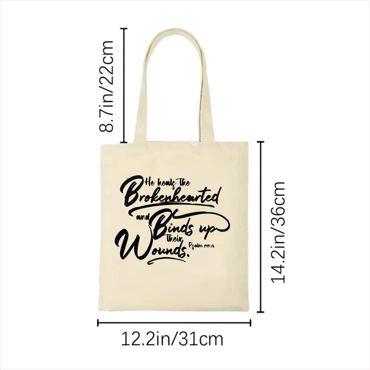 He Heals the broken-hearted and binds up their wounds Canvas Tote Bag 2