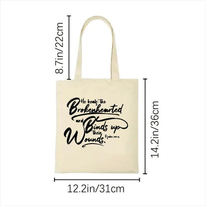 He Heals the broken-hearted and binds up their wounds Canvas Tote Bag 2