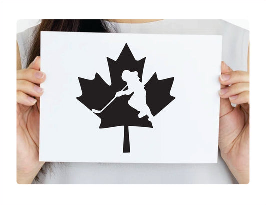Woman Canada Hockey Black Decal Sticker 