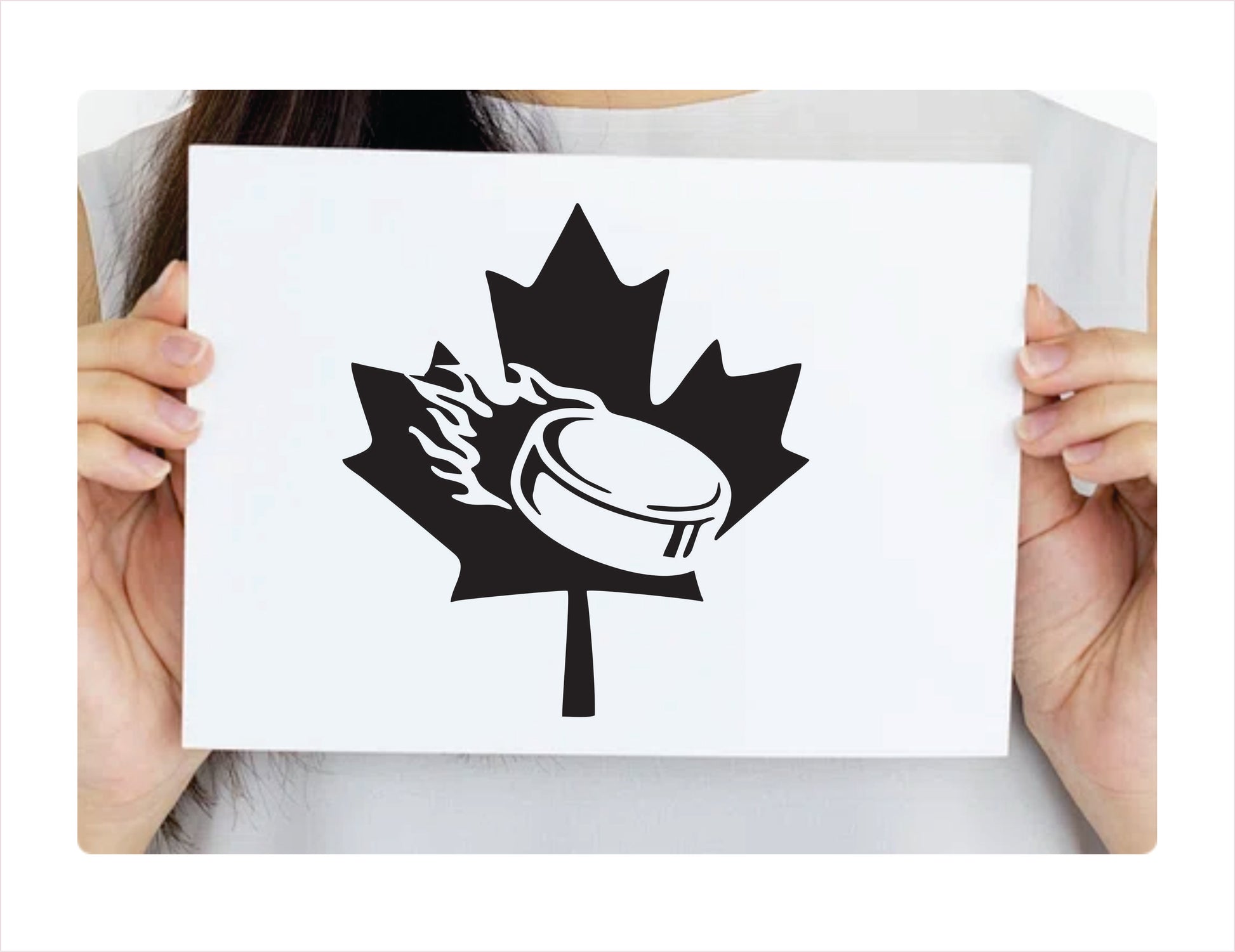 Fire Puck Canada Hockey Black Decal Sticker