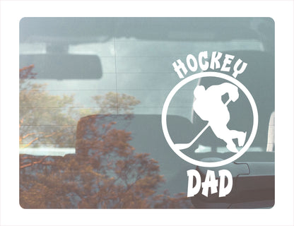 Hockey Dad White Decal Sticker