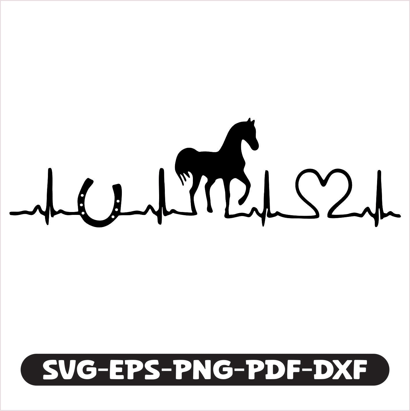 Horse Heart SVG cutting file, Compatible with multiple formats including EPS, PNG, PDF, and DXF