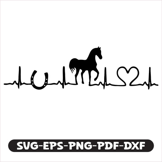 Horse Heart SVG cutting file, Compatible with multiple formats including EPS, PNG, PDF, and DXF