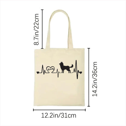 husky dog heartbeat tote bag 2