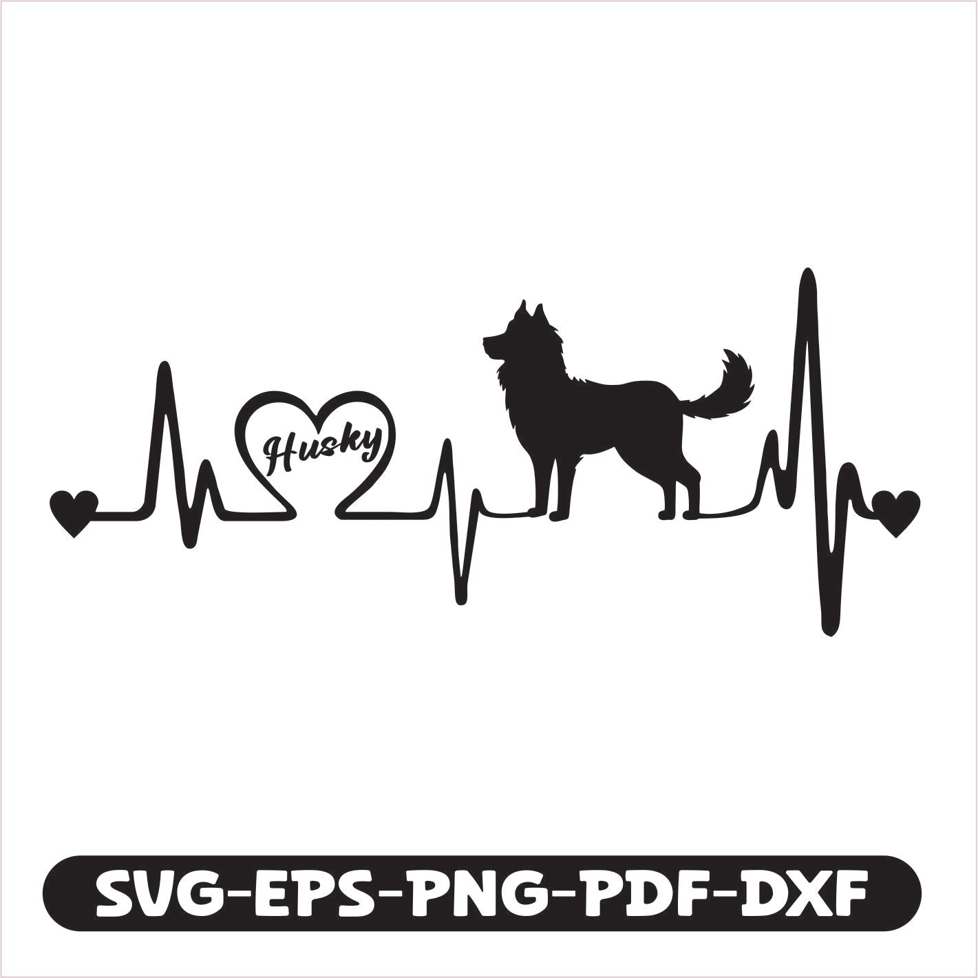 Husky Heartbeat SVG EPS PNG PDF DXF Cutting