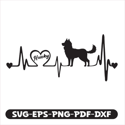 Husky Heartbeat SVG EPS PNG PDF DXF Cutting