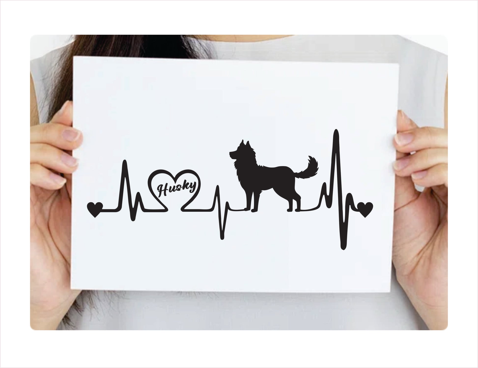 Husky Heartbeat Black Decal Sticker