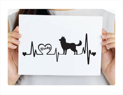 Husky Heartbeat Black Decal Sticker