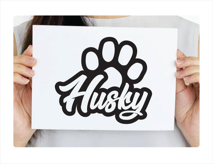 Husky Paw Black Decal Sticker